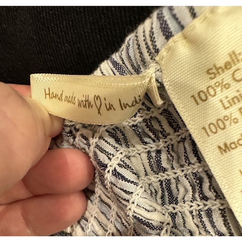 Japna Womens XS Strappy Romper Sleeveless Smocked Wide Leg Jumpsuit Blue White - Picture 4 of 4